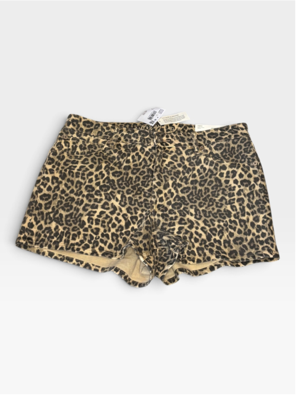 NWT American Eagle Stretch Perfect Shortie Leopard Print Jean Shorts - Size 12